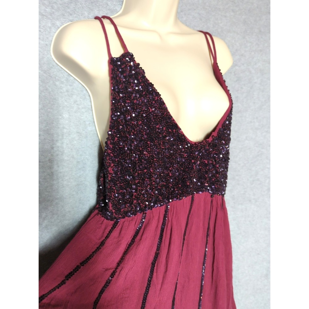 New Free People Intimately Sequin Strappy Mini Dress Tunic L Coquette Boho Chic